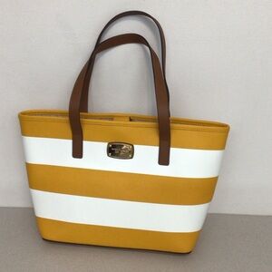 MICHAEL KORS  Yellow and White Tote Bag SAFFIANO LEATHER  NEW